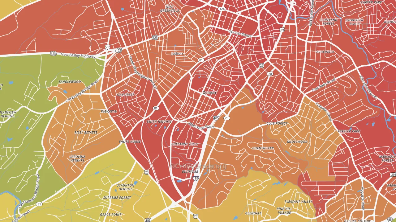 Dunean, SC Map of Vehicle Theft Rates