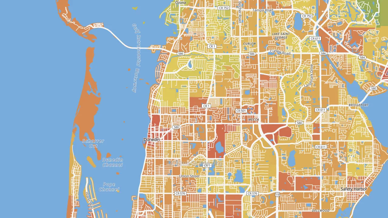 Dunedin, FL Map of Vehicle Theft Rates