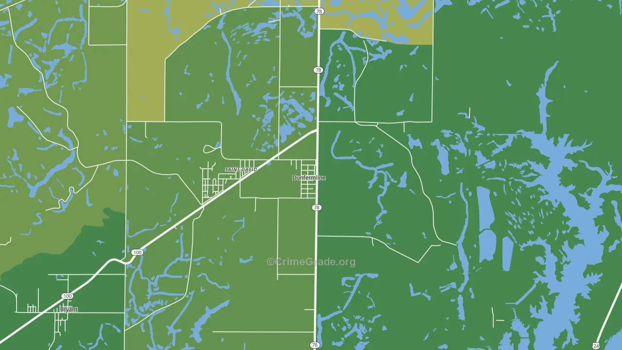 Dunfermline, IL Map of Vehicle Theft Rates