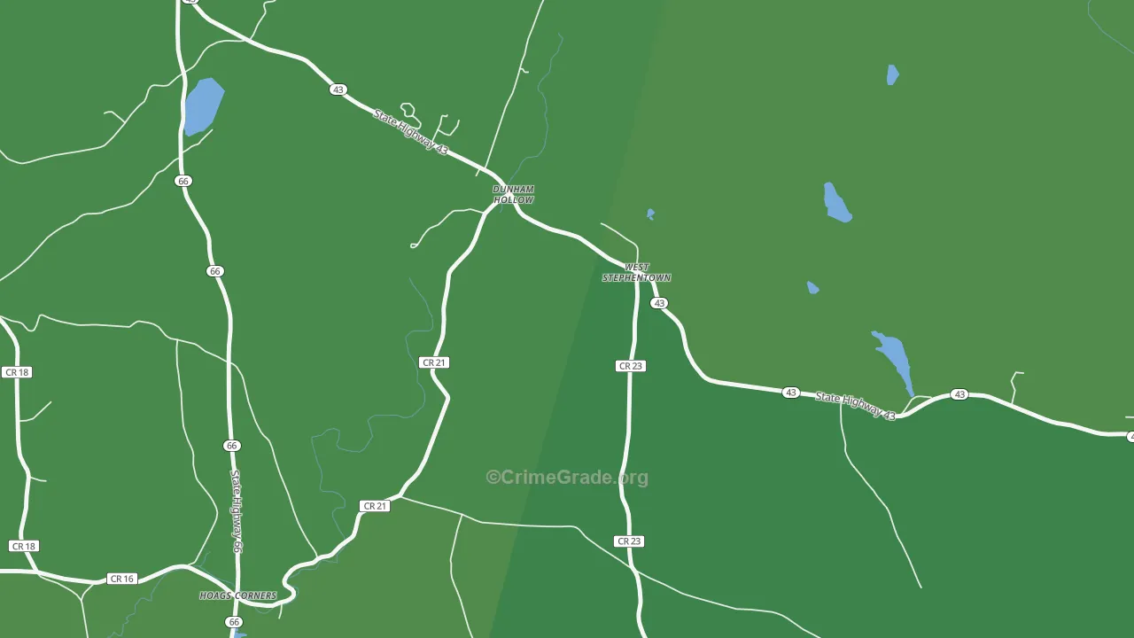 Dunham Hollow, NY Map of Vehicle Theft Rates