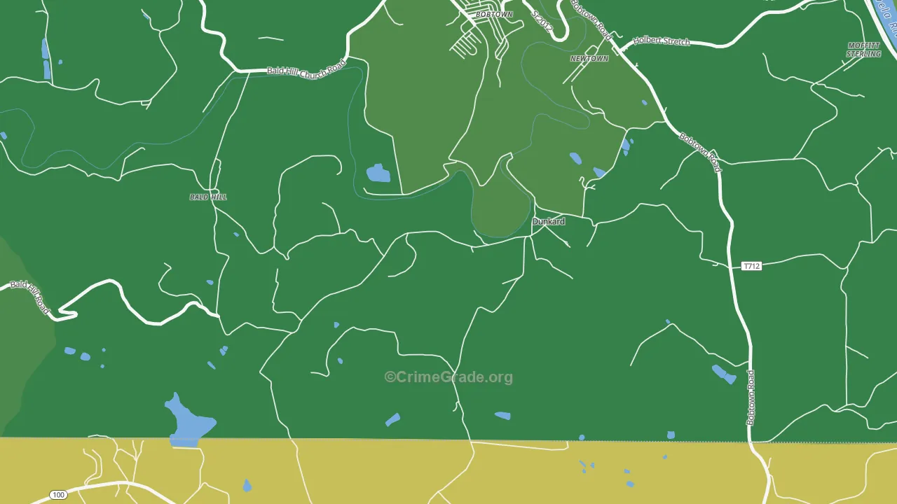 Dunkard, PA Map of Vehicle Theft Rates