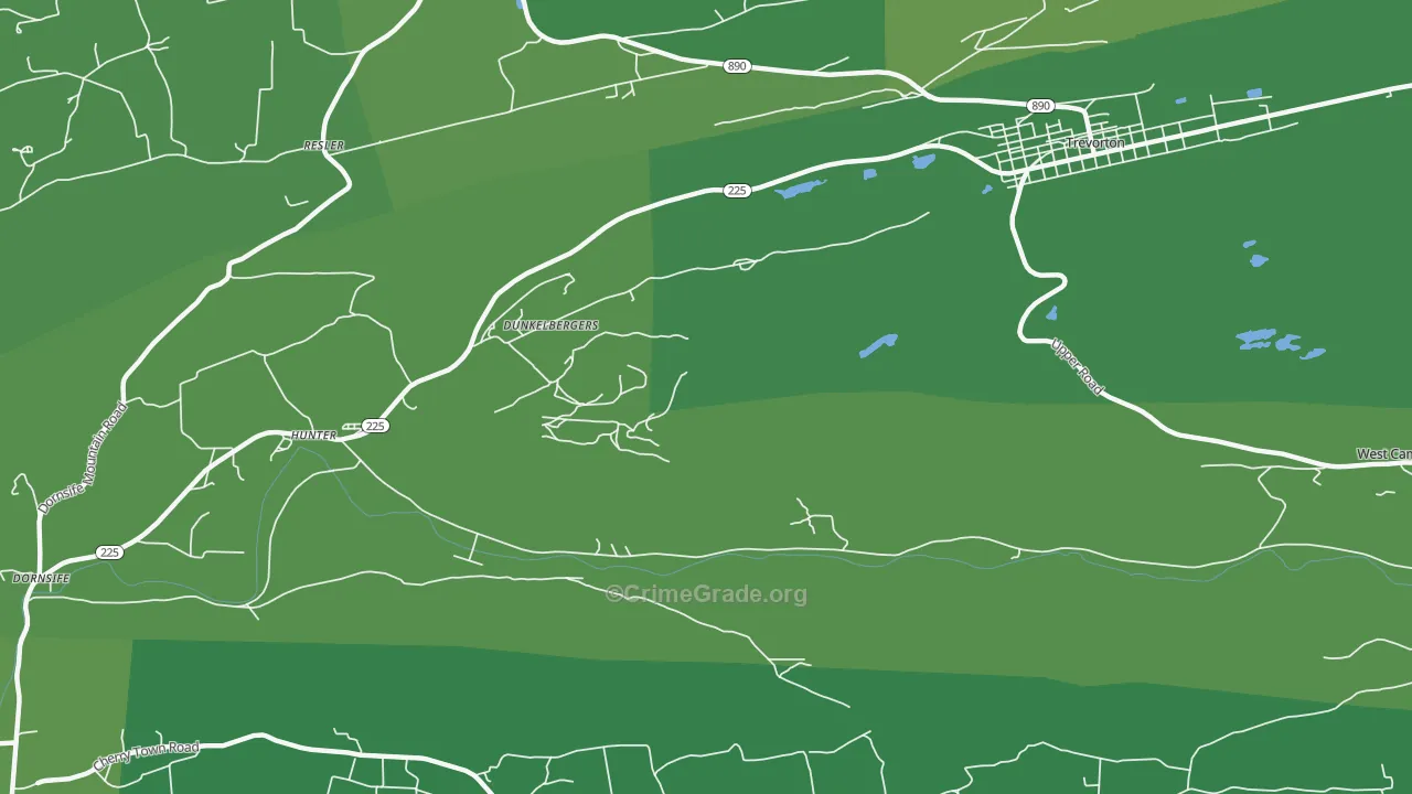 Dunkelbergers, PA Map of Vehicle Theft Rates