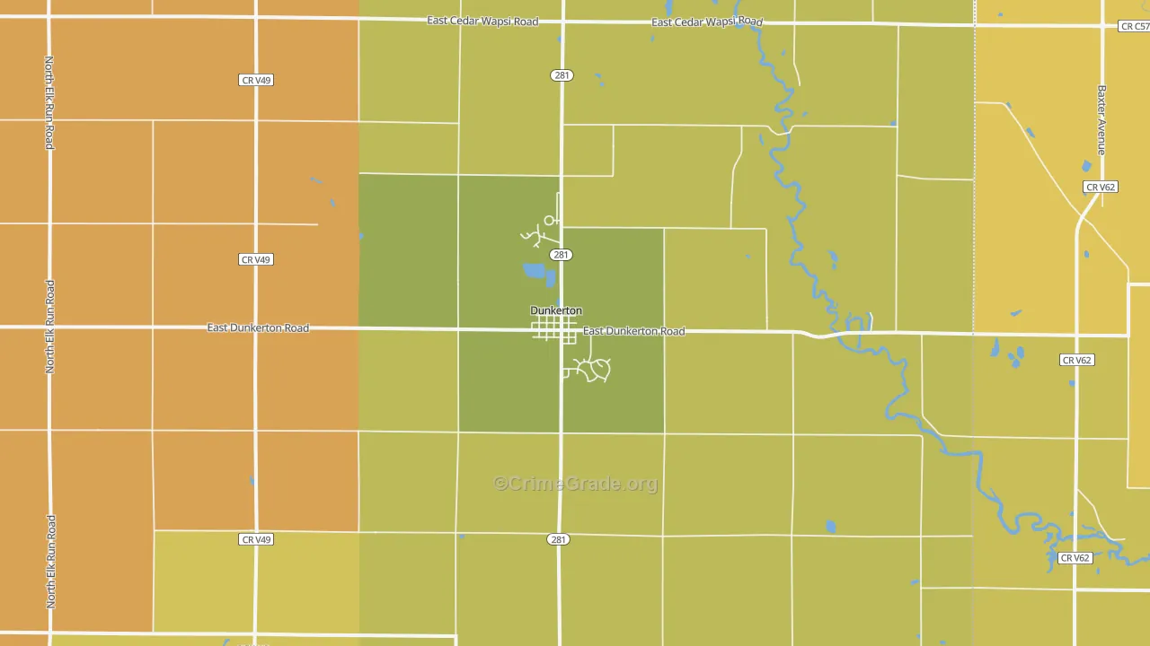 Dunkerton, IA Map of Vehicle Theft Rates