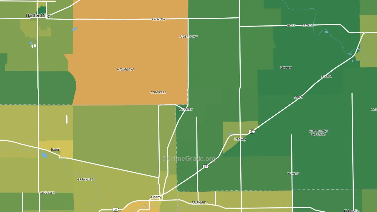 Dunkirk, IN Map of Vehicle Theft Rates
