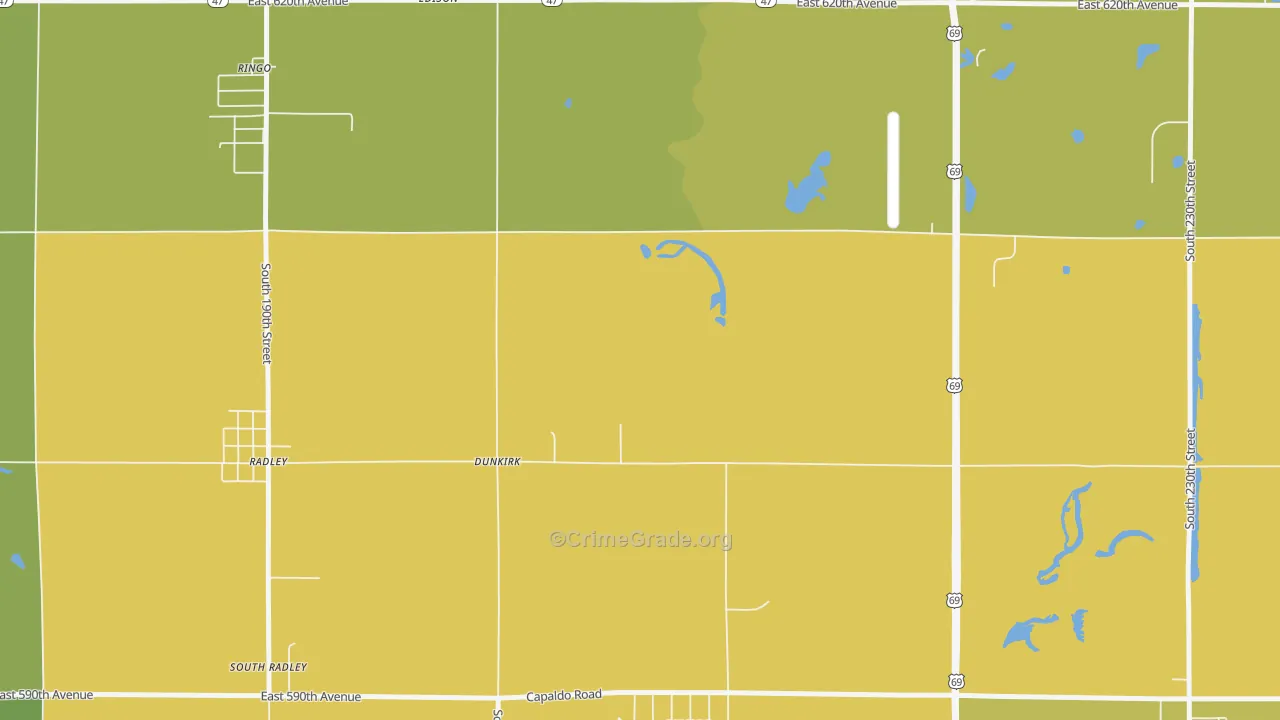 Dunkirk, KS Map of Vehicle Theft Rates