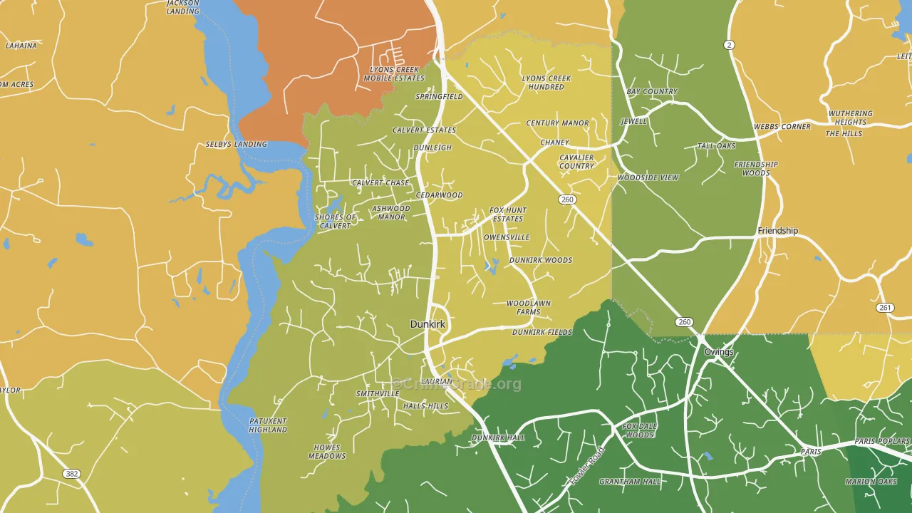 Dunkirk, MD Map of Vehicle Theft Rates
