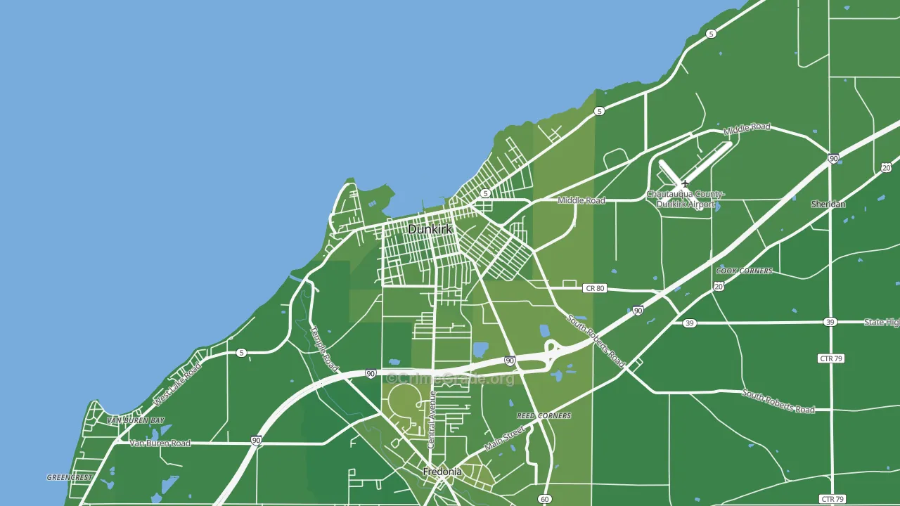 Dunkirk, NY Map of Vehicle Theft Rates