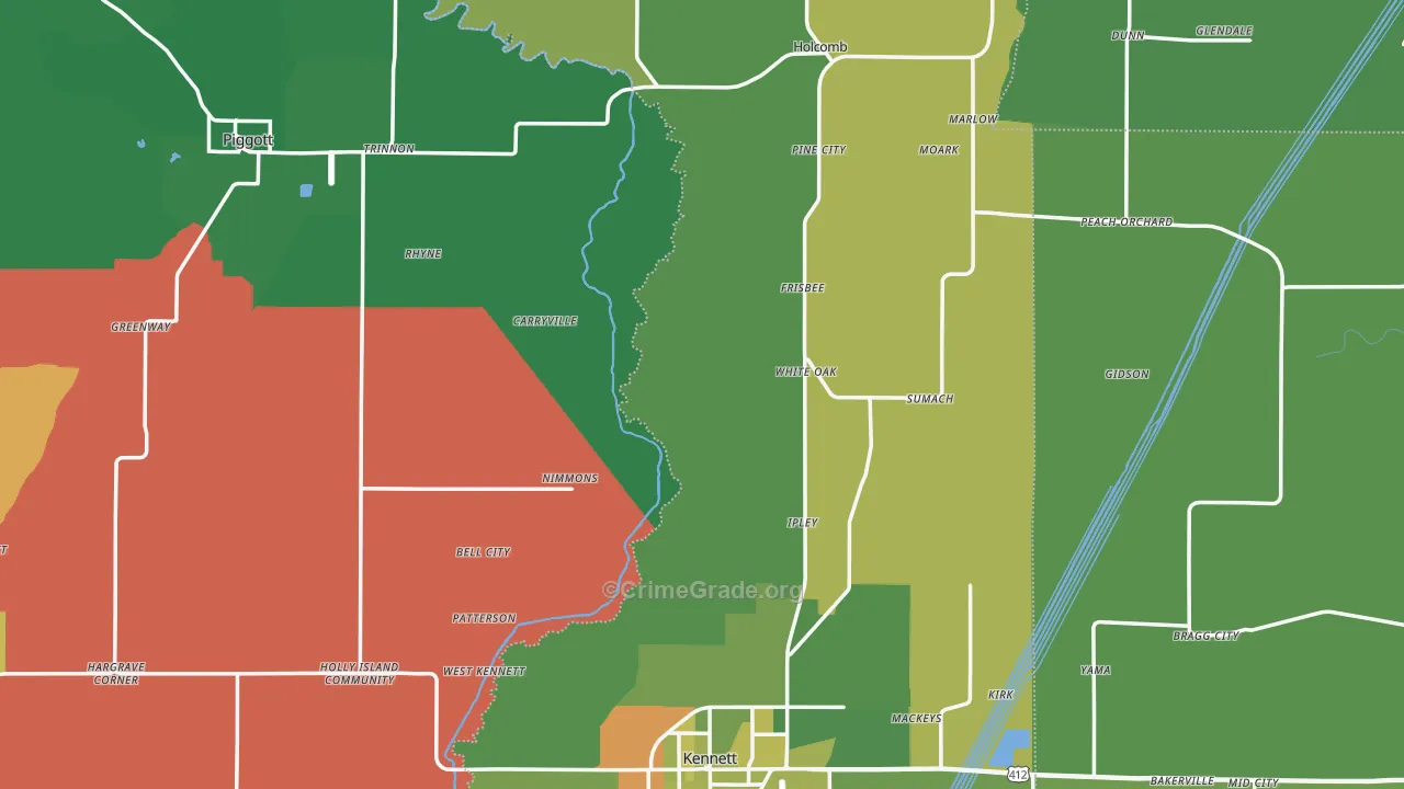 Dunklin County, MO Map of Vehicle Theft Rates