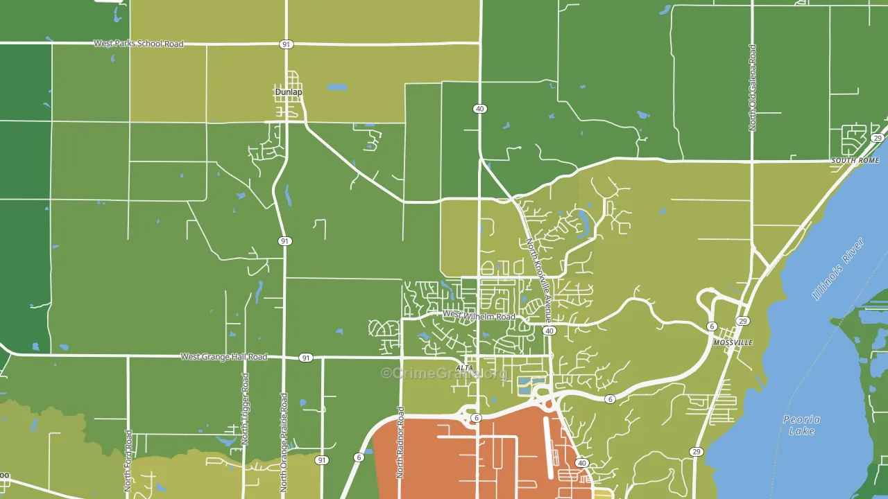 Dunlap, IL Map of Vehicle Theft Rates