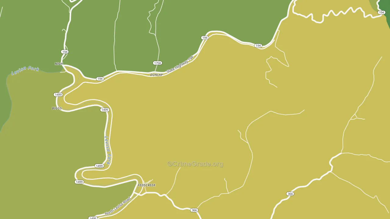 Dunlap, KY Map of Vehicle Theft Rates