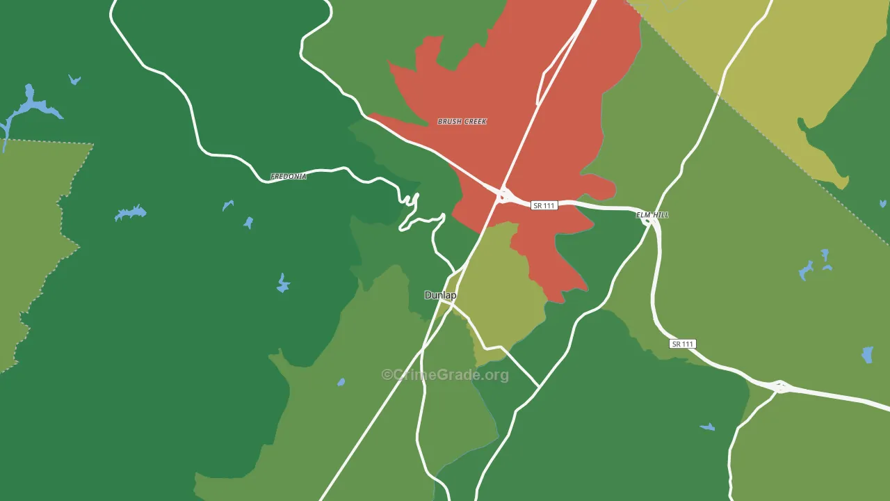 Dunlap, TN Map of Vehicle Theft Rates