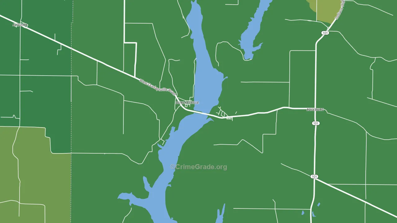 Dunlapsville, IN Map of Vehicle Theft Rates