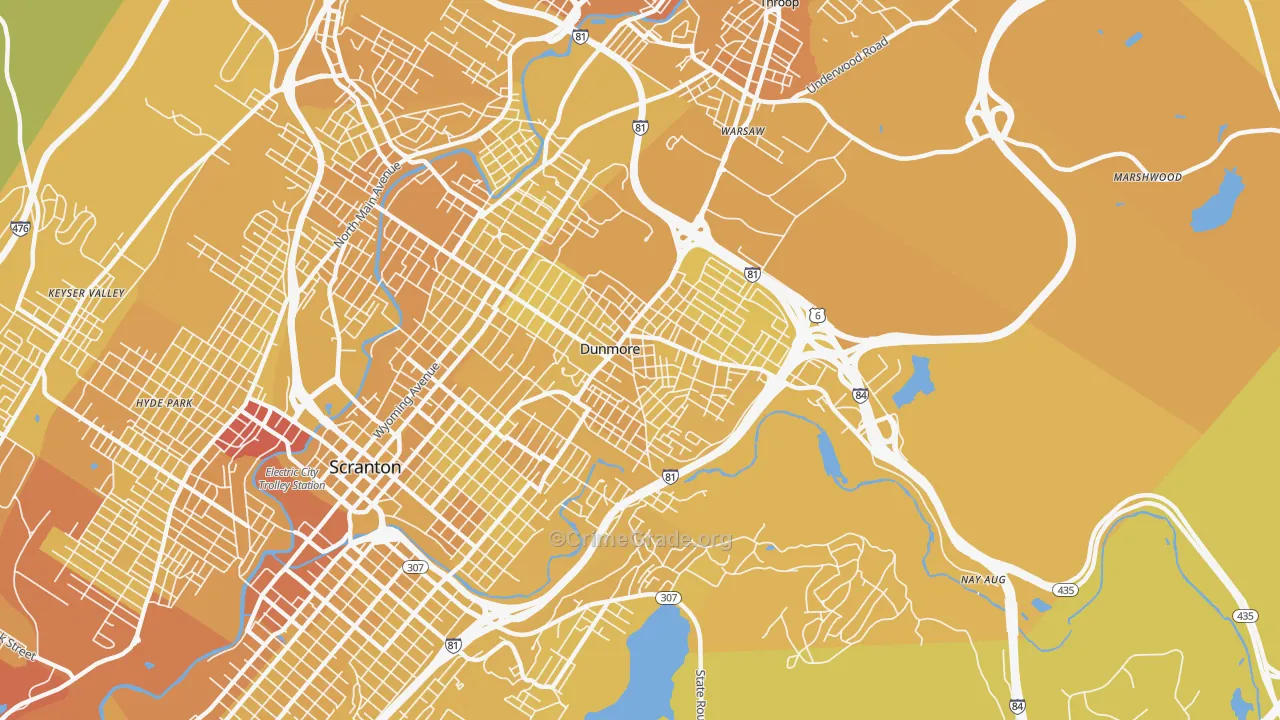 Dunmore, PA Map of Vehicle Theft Rates