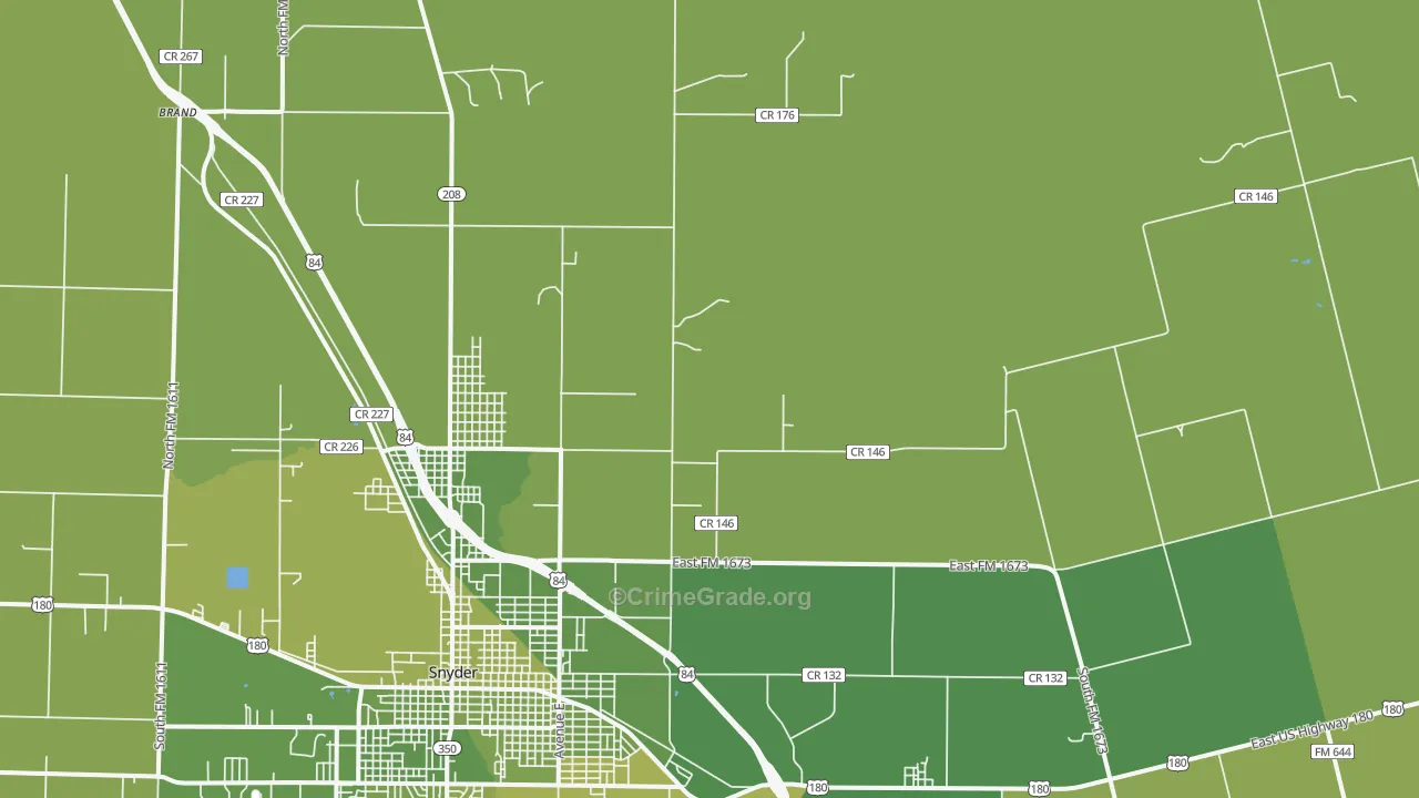 Dunn, TX Map of Vehicle Theft Rates