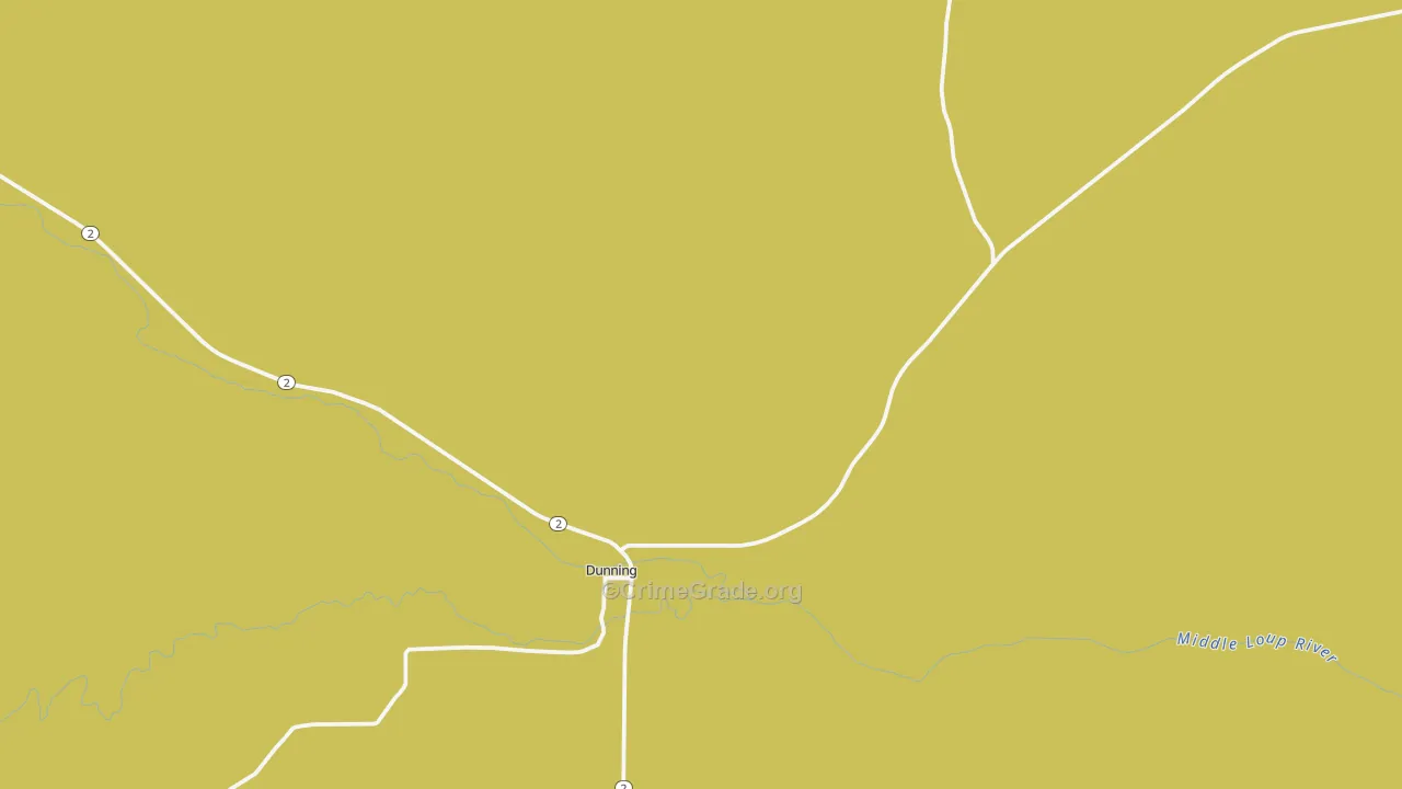 Dunning, NE Map of Vehicle Theft Rates