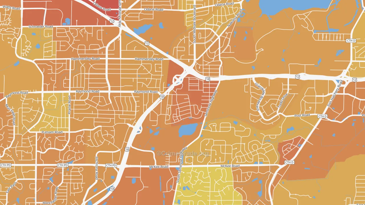 Dunn's Marsh, Madison, WI Map of Vehicle Theft Rates