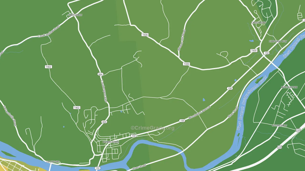 Dunnstown, PA Map of Vehicle Theft Rates
