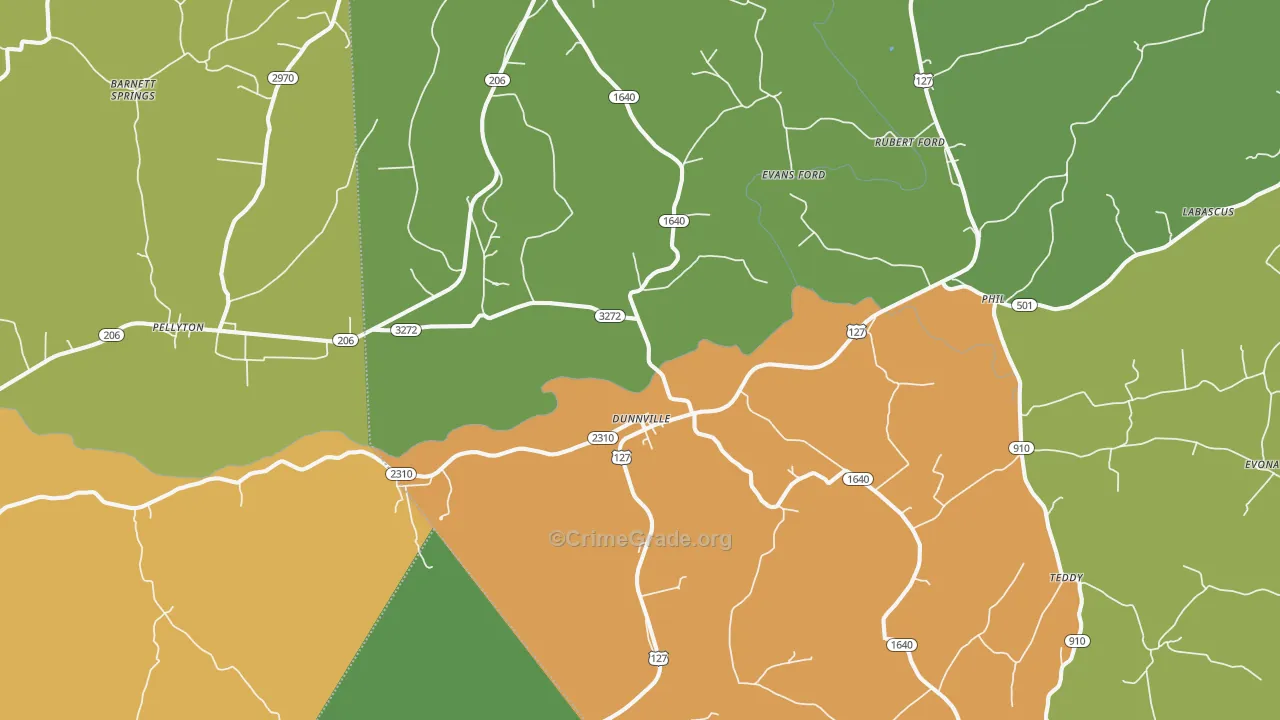 Dunnville, KY Map of Vehicle Theft Rates
