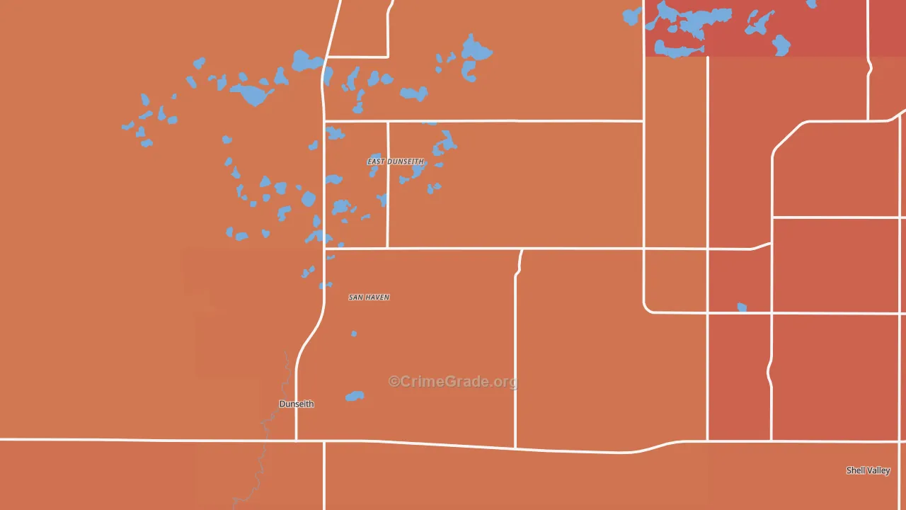 Dunseith, ND Map of Vehicle Theft Rates