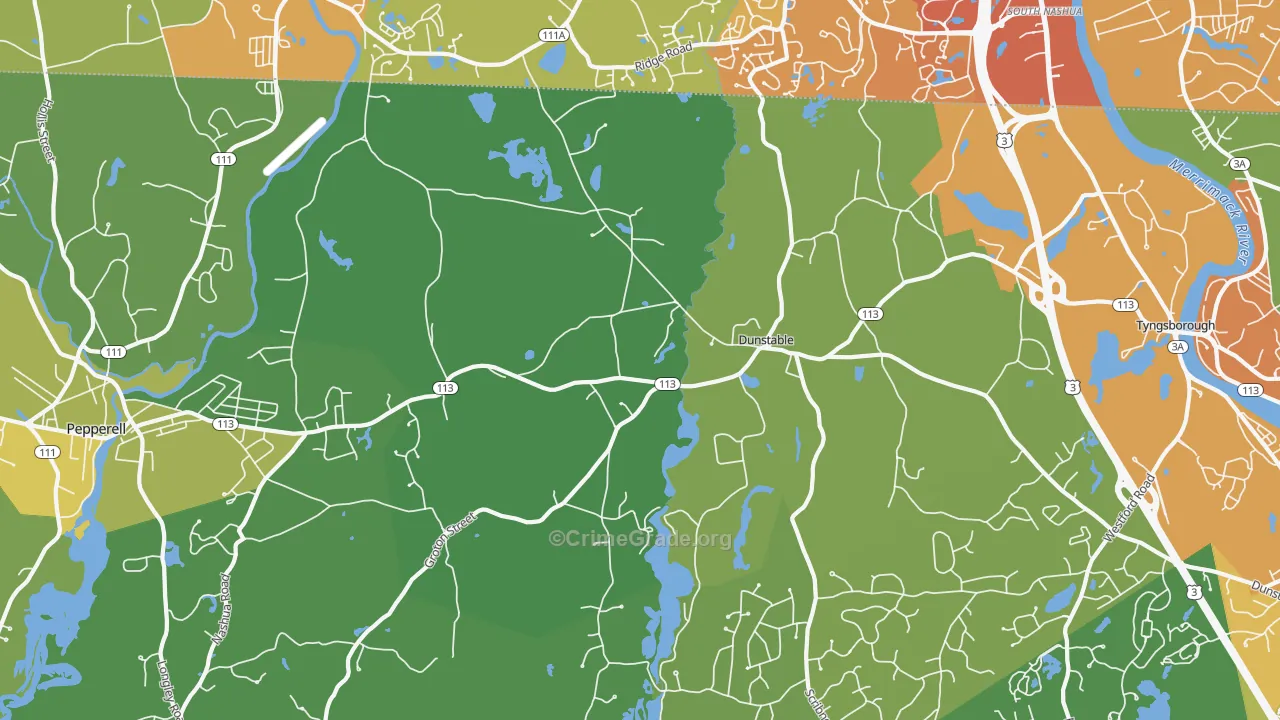 Dunstable, MA Map of Vehicle Theft Rates