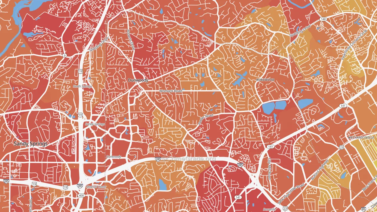 Dunwoody, GA Map of Vehicle Theft Rates