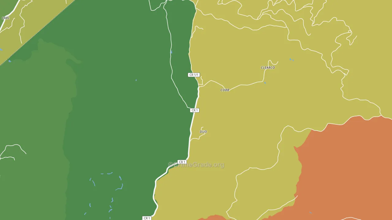 Duo, WV Map of Vehicle Theft Rates