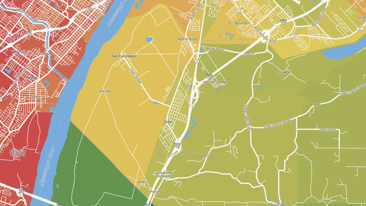 Dupo, IL Map of Vehicle Theft Rates