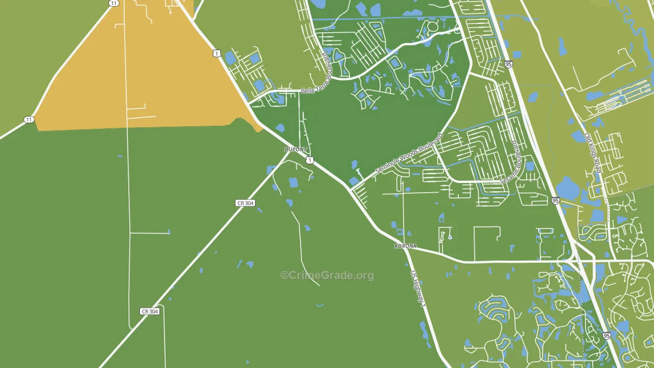 Dupont, FL Map of Vehicle Theft Rates