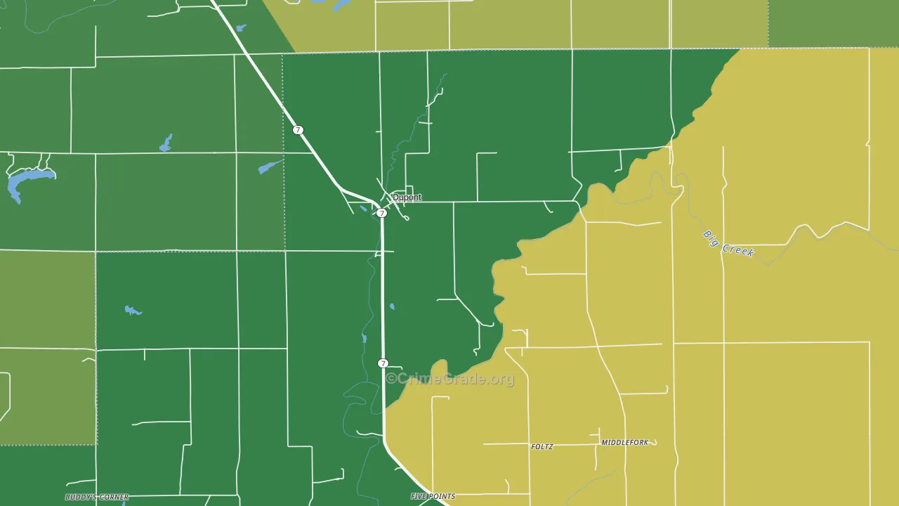 Dupont, IN Map of Vehicle Theft Rates
