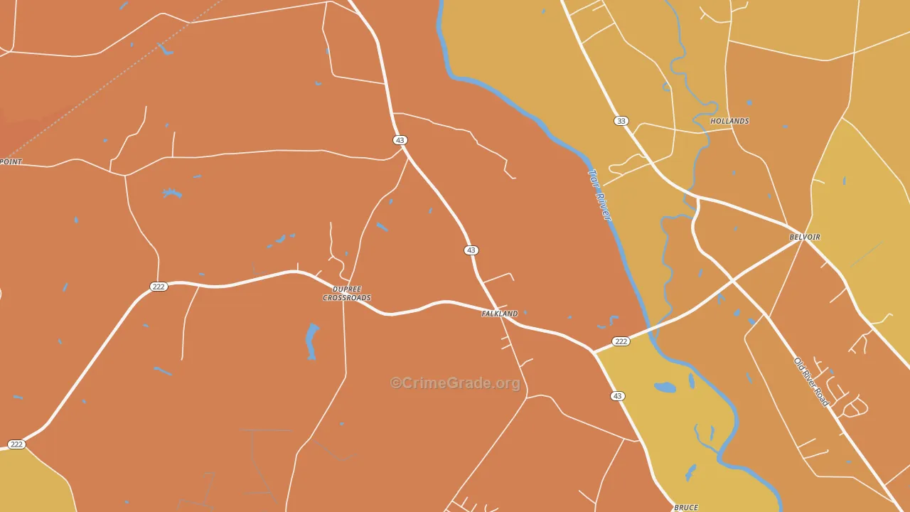 Dupree Crossroads, NC Map of Vehicle Theft Rates