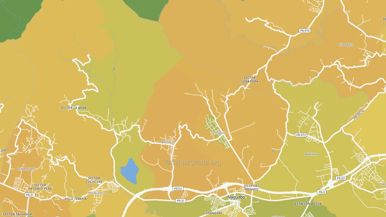 Duque, PR Map of Vehicle Theft Rates