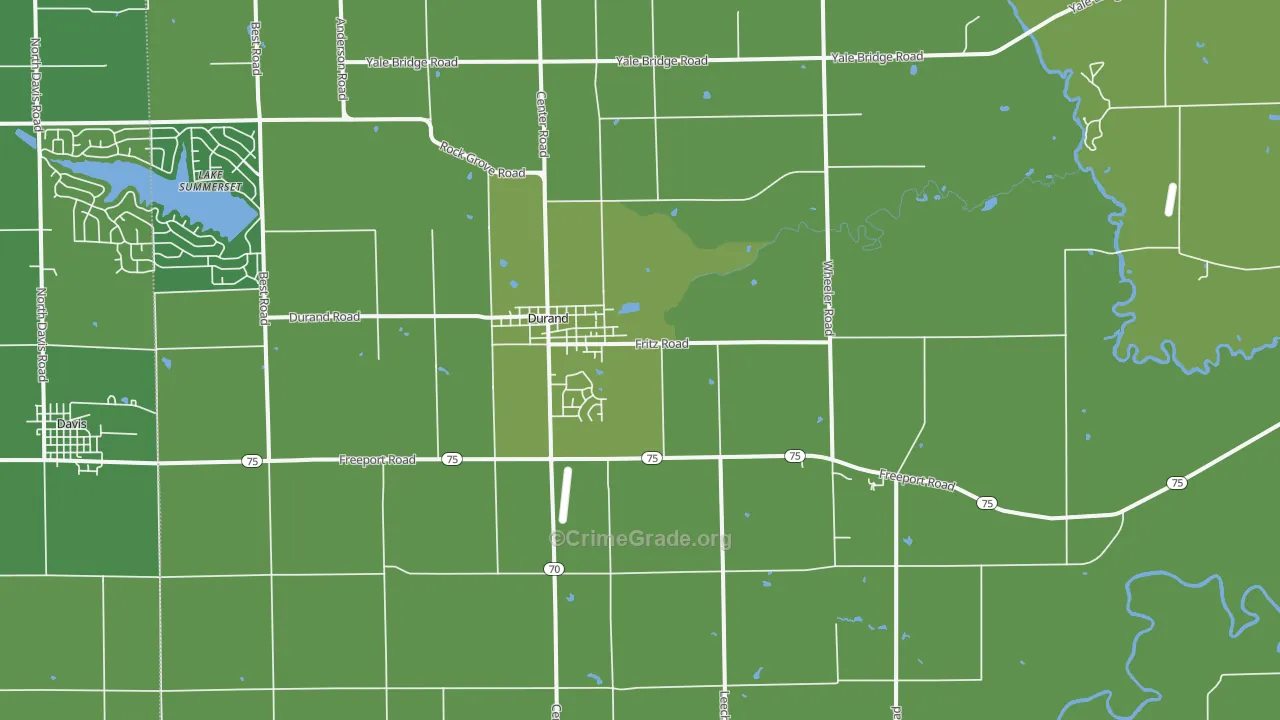 Durand, IL Map of Vehicle Theft Rates