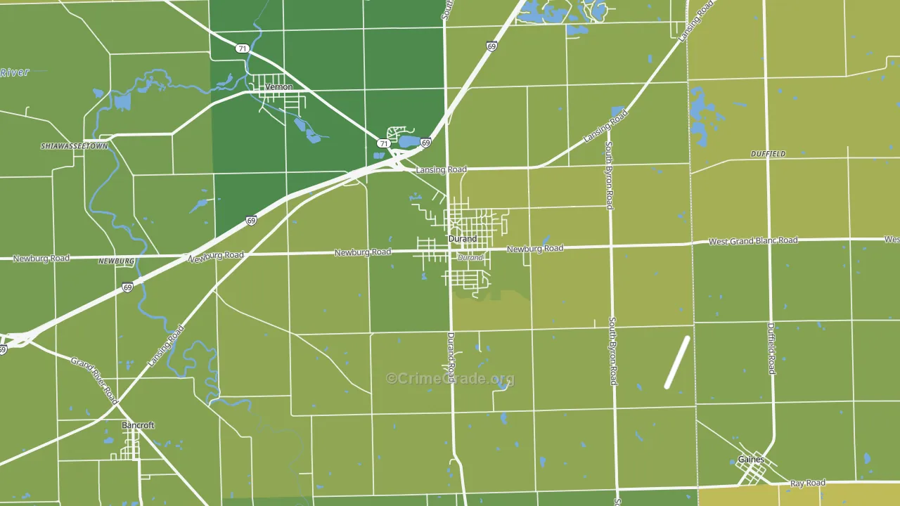 Durand, MI Map of Vehicle Theft Rates