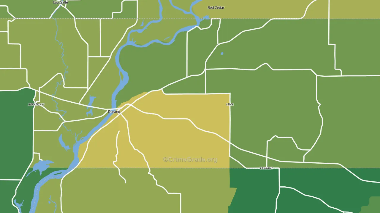 Durand, WI Map of Vehicle Theft Rates