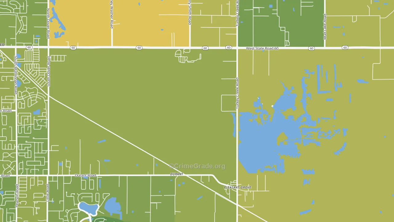 Durant, FL Map of Vehicle Theft Rates
