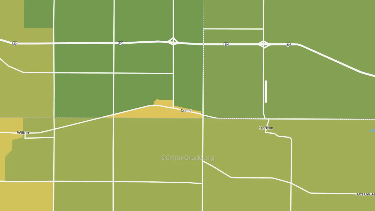 Durant, IA Map of Vehicle Theft Rates