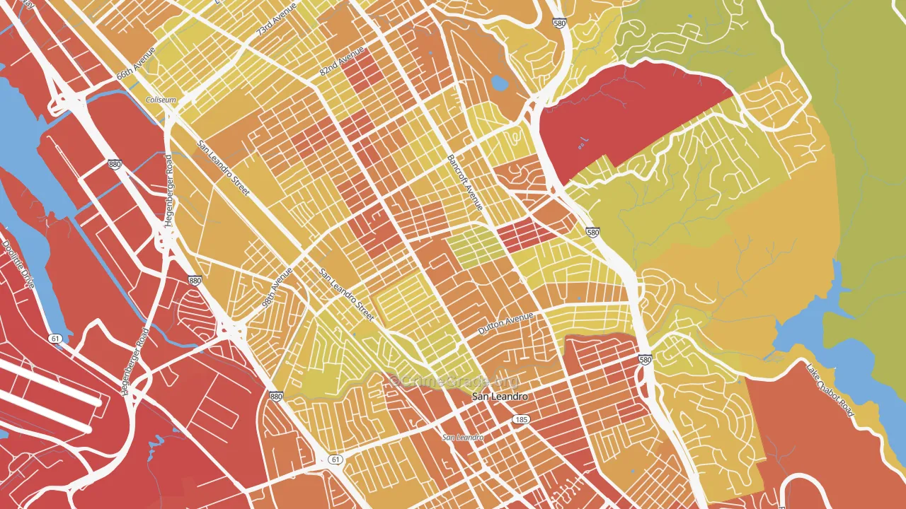 Durant Manor, Oakland, CA Map of Vehicle Theft Rates