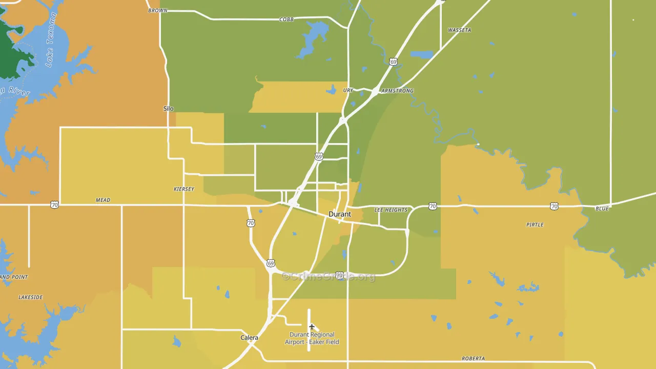 Durant, OK Map of Vehicle Theft Rates