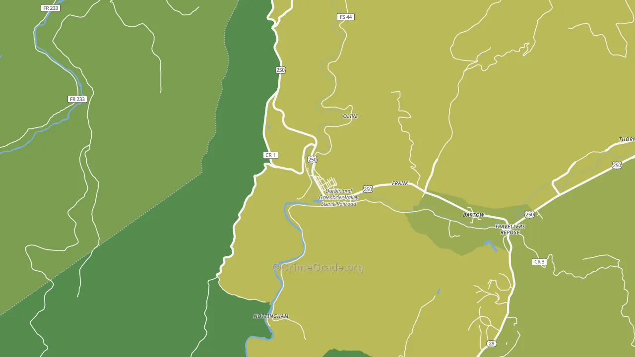 Durbin, WV Map of Vehicle Theft Rates
