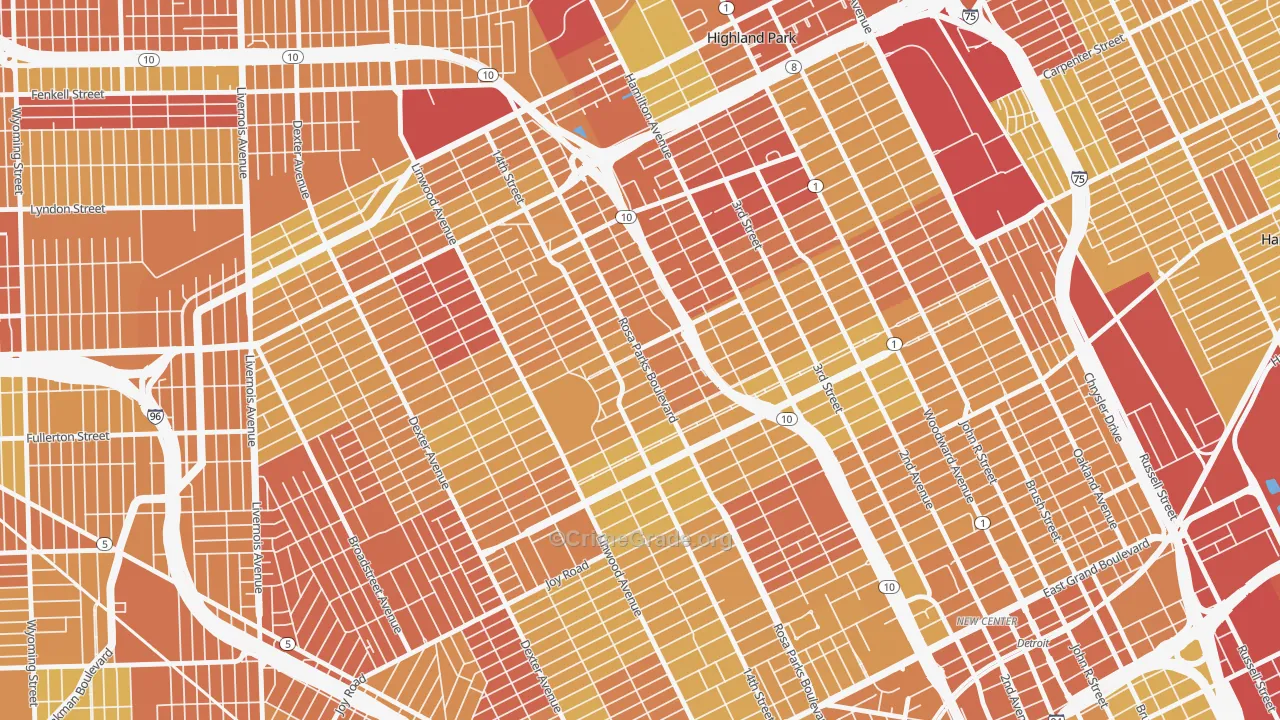 Durfee, Detroit, MI Map of Vehicle Theft Rates