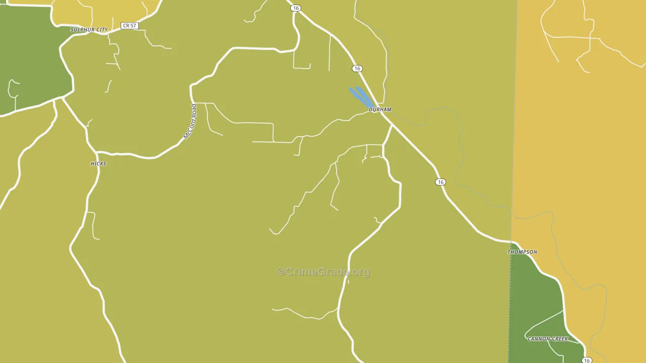 Durham, AR Map of Vehicle Theft Rates