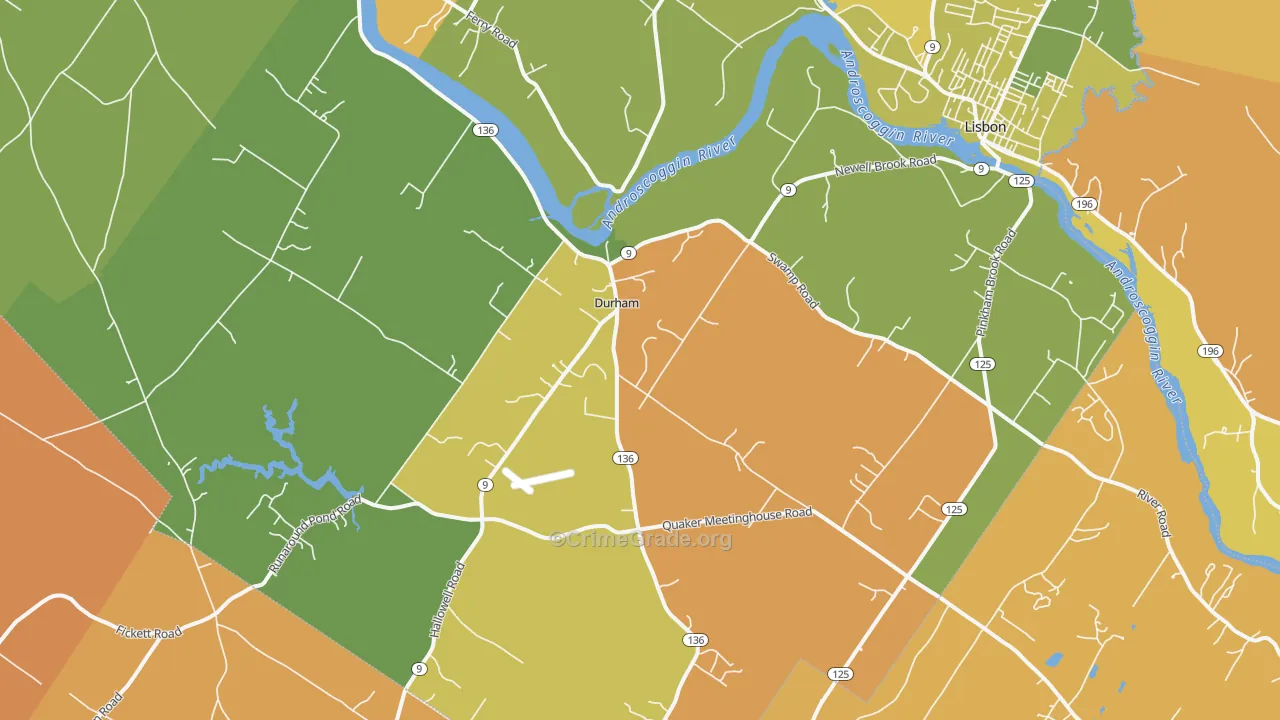 Durham, ME Map of Vehicle Theft Rates