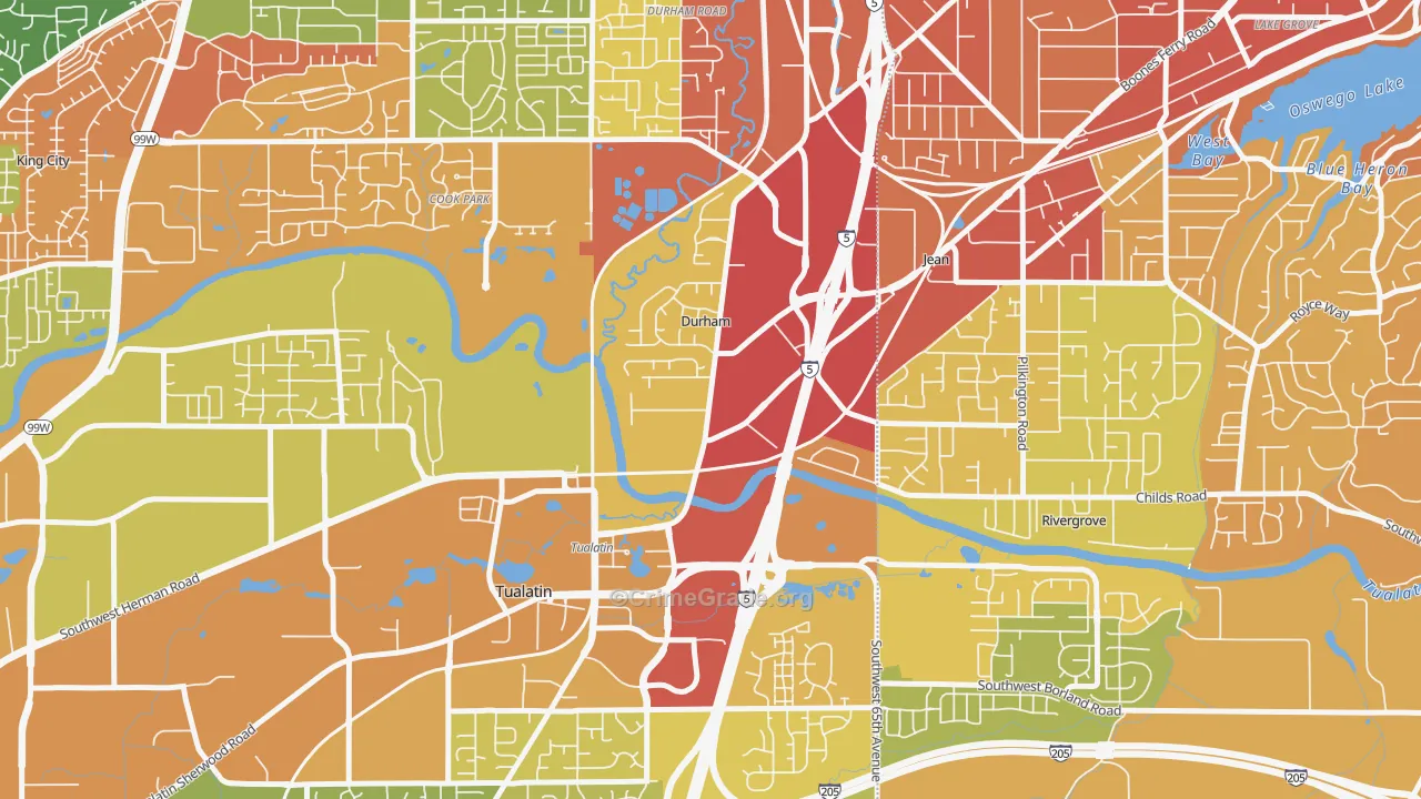 Durham, OR Map of Vehicle Theft Rates