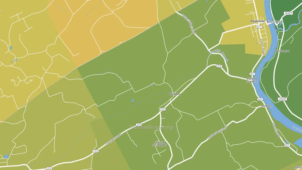Durham, PA Map of Vehicle Theft Rates