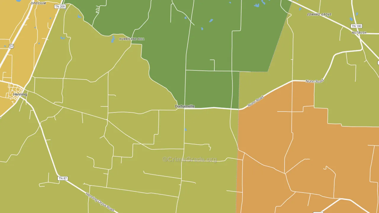 Durhamville, TN Map of Vehicle Theft Rates