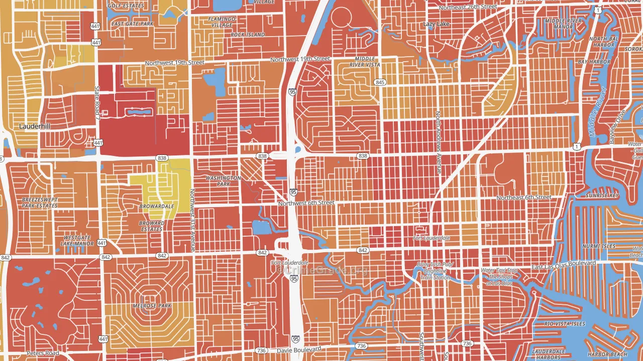 Durrs Homeowners, Fort Lauderdale, FL Map of Vehicle Theft Rates
