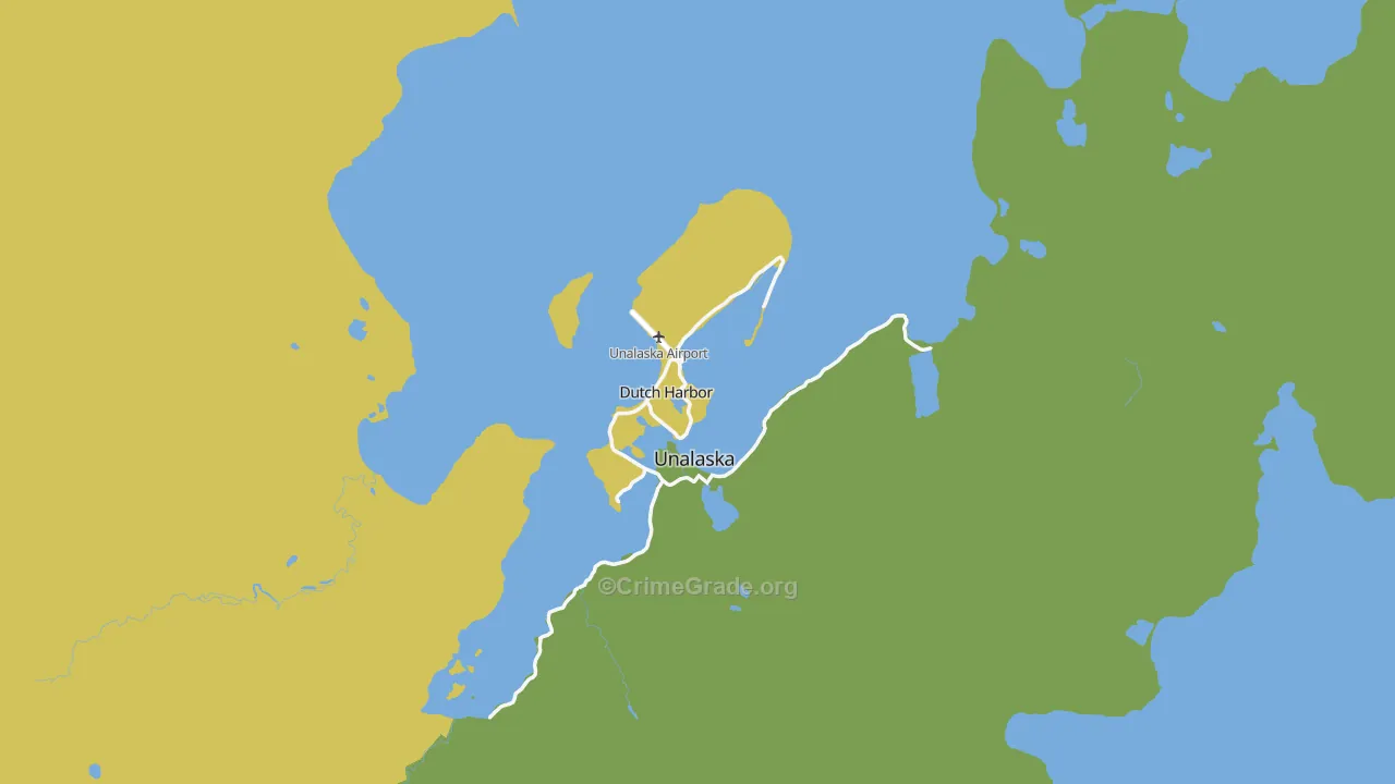 Dutch Harbor, AK Map of Vehicle Theft Rates