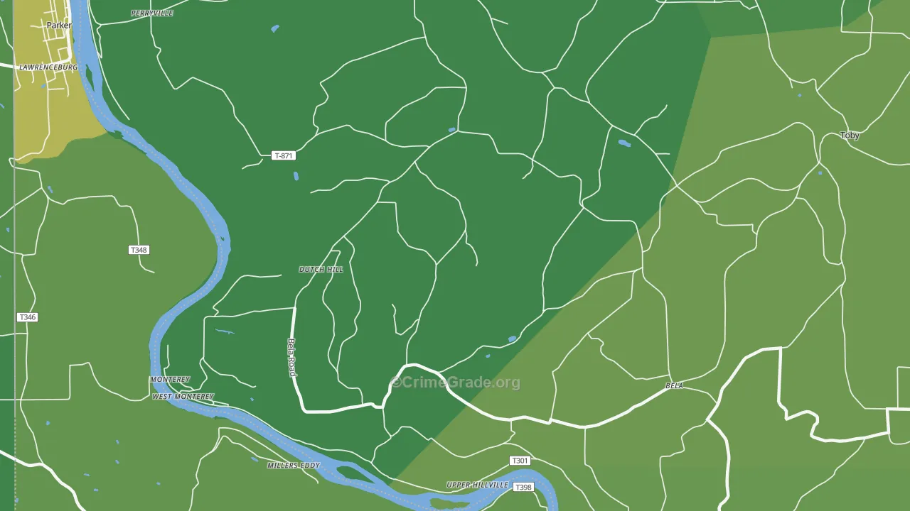 Dutch Hill, PA Map of Vehicle Theft Rates