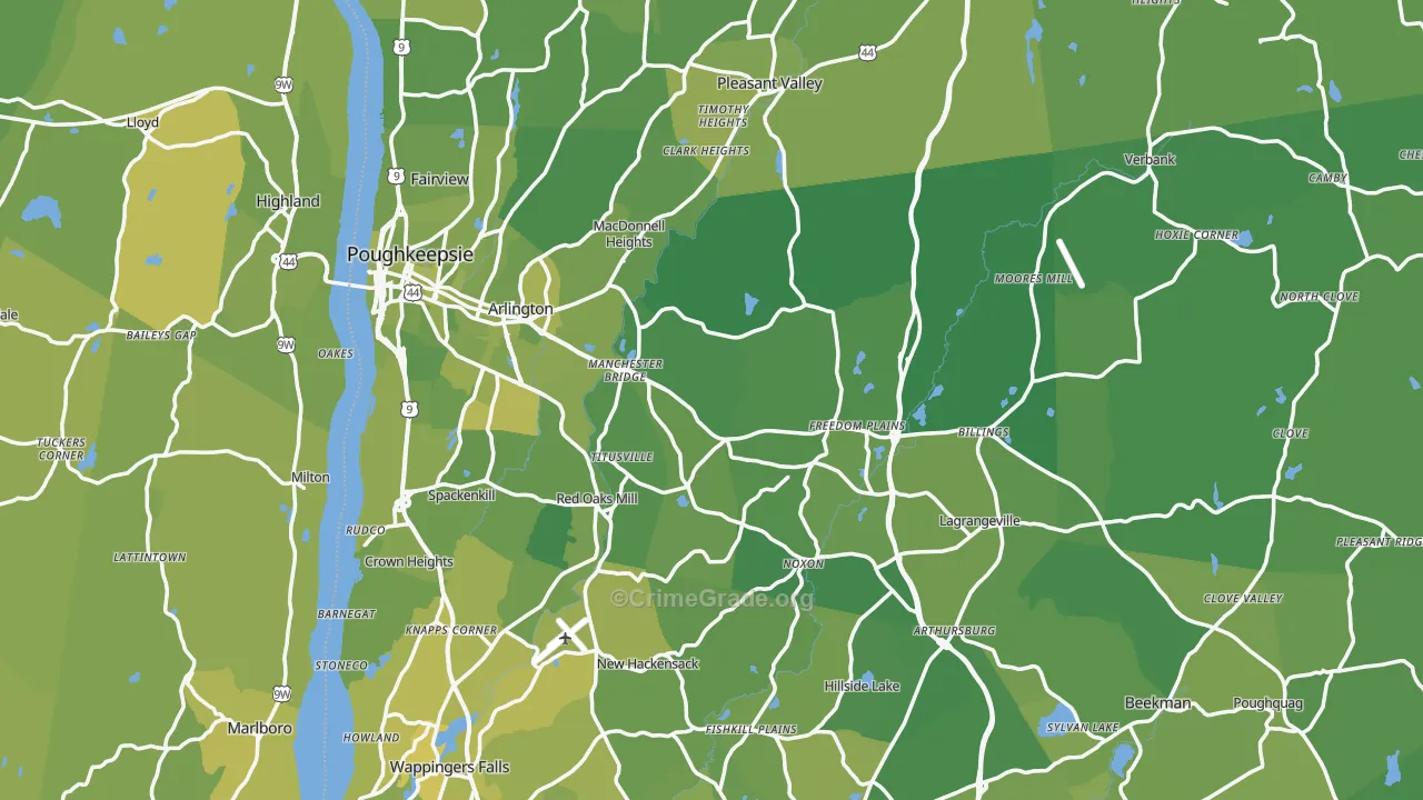 Dutchess County, NY Map of Vehicle Theft Rates