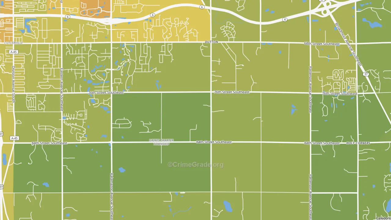 Dutton, MI Map of Vehicle Theft Rates